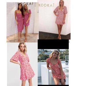 Kookai red white floral printed v neck Dress